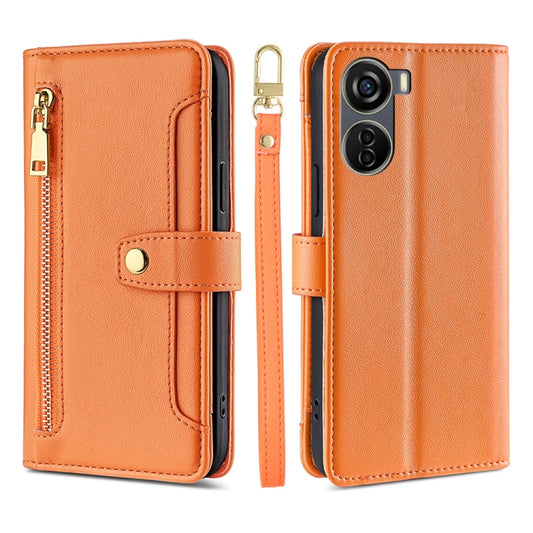 For ZTE Axon 40 Lite Sheep Texture Cross-body Zipper Wallet Leather Phone Case(Orange) - ZTE Cases by PMC Jewellery | Online Shopping South Africa | PMC Jewellery | Buy Now Pay Later Mobicred