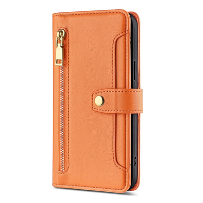 For ZTE Axon 40 Lite Sheep Texture Cross-body Zipper Wallet Leather Phone Case(Orange) - ZTE Cases by PMC Jewellery | Online Shopping South Africa | PMC Jewellery | Buy Now Pay Later Mobicred