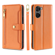 For ZTE Axon 40 Lite Sheep Texture Cross-body Zipper Wallet Leather Phone Case(Orange)