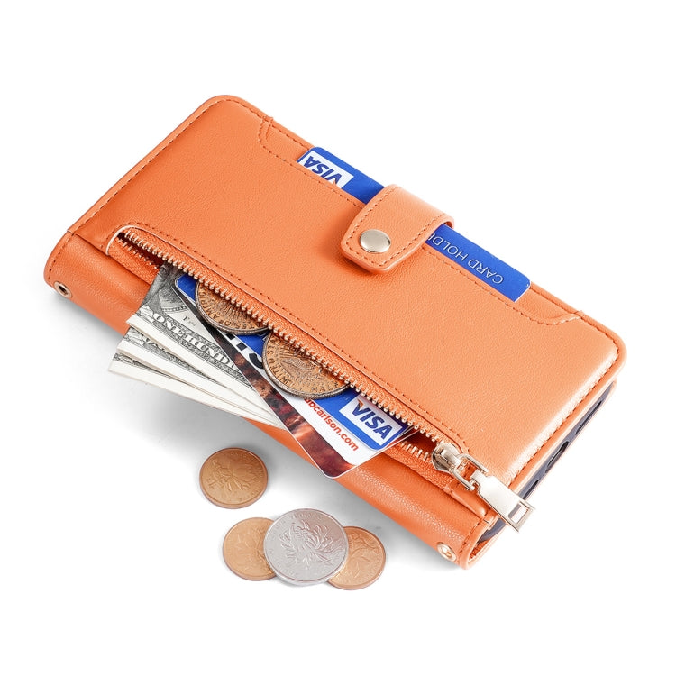 For ZTE Axon 40 Lite Sheep Texture Cross-body Zipper Wallet Leather Phone Case(Orange) - ZTE Cases by PMC Jewellery | Online Shopping South Africa | PMC Jewellery | Buy Now Pay Later Mobicred