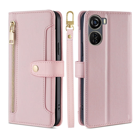 For ZTE Axon 40 Lite Sheep Texture Cross-body Zipper Wallet Leather Phone Case(Pink) - ZTE Cases by PMC Jewellery | Online Shopping South Africa | PMC Jewellery | Buy Now Pay Later Mobicred