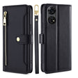 For ZTE Anshin Family Sheep Texture Cross-body Zipper Wallet Leather Phone Case(Black) - ZTE Cases by PMC TechLife | Online Shopping South Africa | PMC TechLife | Buy Now Pay Later Mobicred