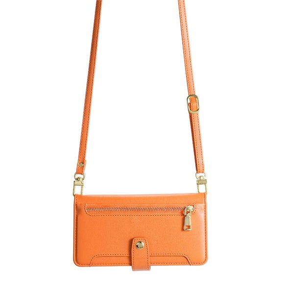 For ZTE Anshin Family Sheep Texture Cross-body Zipper Wallet Leather Phone Case(Orange)