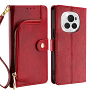 For Honor Magic6 Pro Zipper Bag Leather Phone Case(Red)