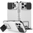 For iPhone 16 Pro Stereoscopic Holder Sliding Camshield Phone Case(White) - iPhone 16 Pro Cases by PMC TechLife | Online Shopping South Africa | PMC TechLife | Buy Now Pay Later Mobicred
