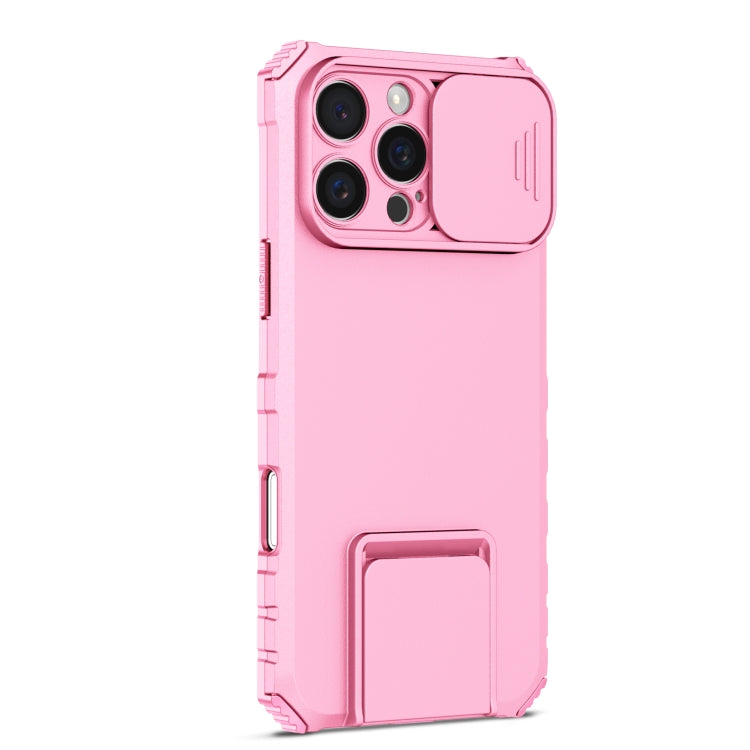 For iPhone 16 Pro Stereoscopic Holder Sliding Camshield Phone Case(Pink) - iPhone 16 Pro Cases by PMC TechLife | Online Shopping South Africa | PMC TechLife | Buy Now Pay Later Mobicred