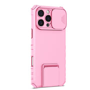 For iPhone 16 Pro Stereoscopic Holder Sliding Camshield Phone Case(Pink)
