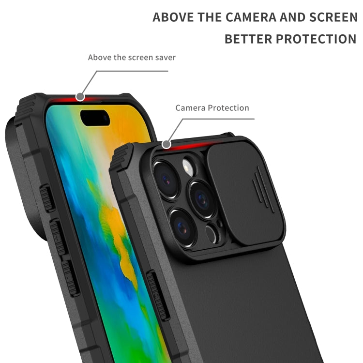 For iPhone 16 Pro Stereoscopic Holder Sliding Camshield Phone Case(Black) - iPhone 16 Pro Cases by PMC TechLife | Online Shopping South Africa | PMC TechLife | Buy Now Pay Later Mobicred