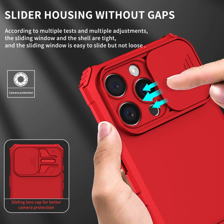 For iPhone 16 Pro Stereoscopic Holder Sliding Camshield Phone Case(Red) - free shipping - PMC TechLife - Order now!