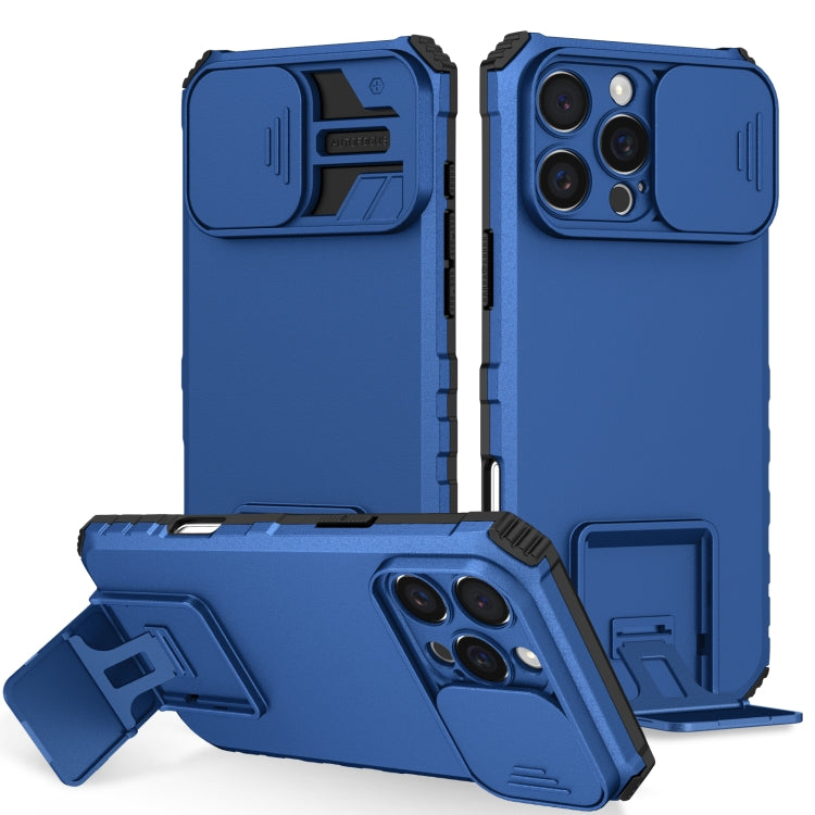 For iPhone 16 Pro Stereoscopic Holder Sliding Camshield Phone Case(Blue) - iPhone 16 Pro Cases by PMC TechLife | Online Shopping South Africa | PMC TechLife | Buy Now Pay Later Mobicred