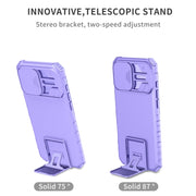 For iPhone 16 Pro Stereoscopic Holder Sliding Camshield Phone Case(Purple)
