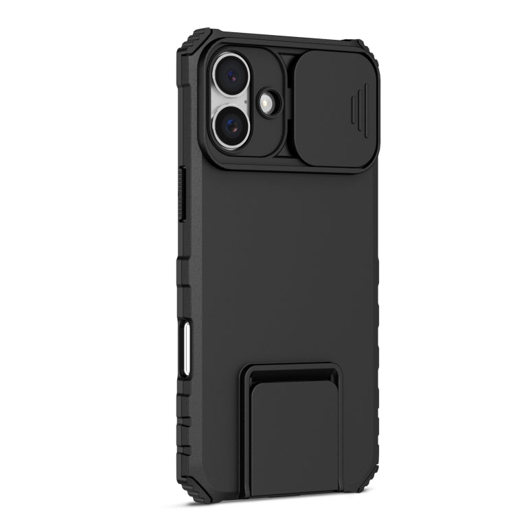 For iPhone 16 Plus Stereoscopic Holder Sliding Camshield Phone Case(Black) - iPhone 16 Plus Cases by PMC TechLife | Online Shopping South Africa | PMC TechLife | Buy Now Pay Later Mobicred