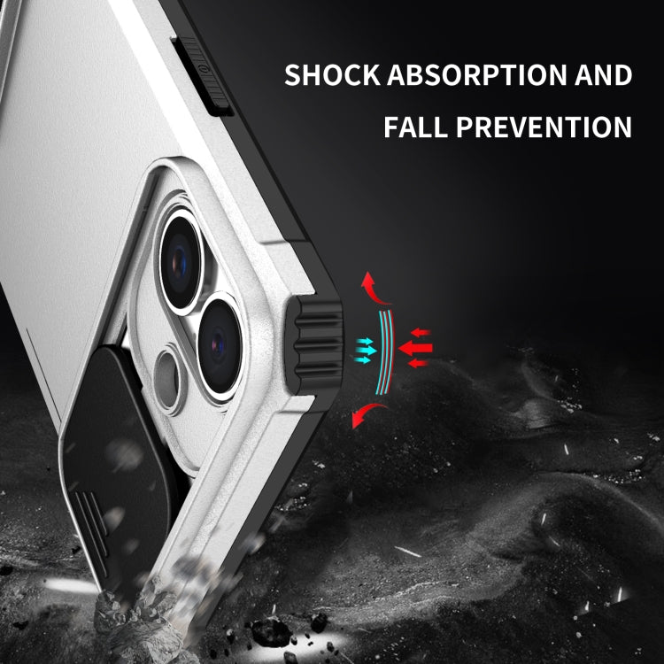 For iPhone 16 Stereoscopic Holder Sliding Camshield Phone Case(White) - iPhone 16 Cases by PMC TechLife | Online Shopping South Africa | PMC TechLife | Buy Now Pay Later Mobicred
