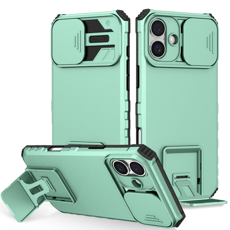 For iPhone 16 Stereoscopic Holder Sliding Camshield Phone Case(Light Blue) - iPhone 16 Cases by PMC TechLife | Online Shopping South Africa | PMC TechLife | Buy Now Pay Later Mobicred