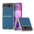 For Motorola Razr 40 Nano Electroplating Genuine Leather Litchi Texture Phone Case(Blue) - Motorola Cases by PMC TechLife | Online Shopping South Africa | PMC TechLife | Buy Now Pay Later Mobicred
