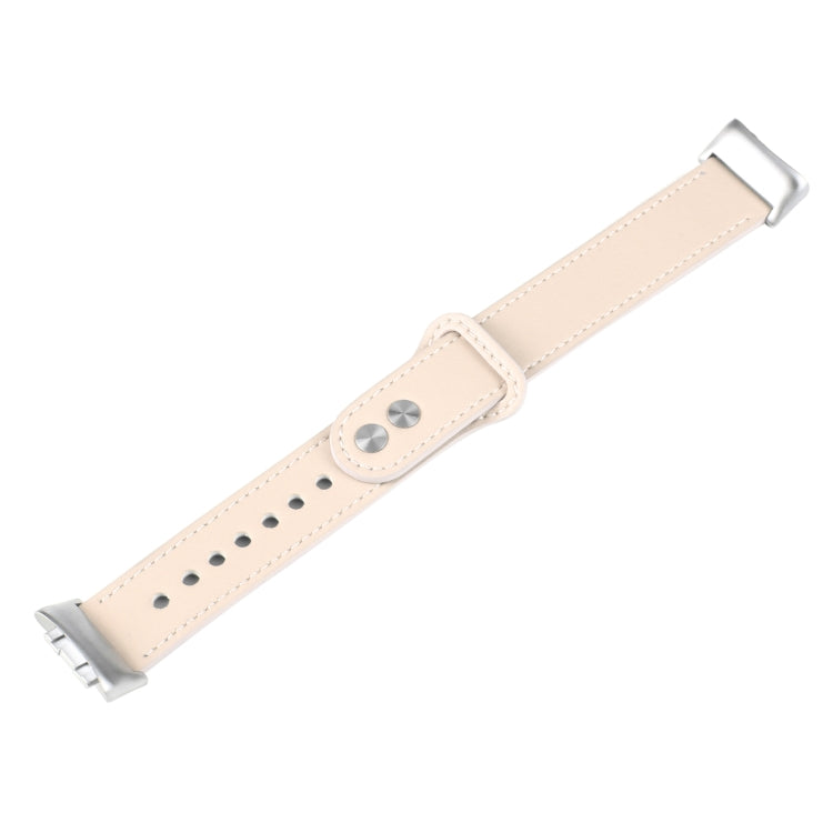 For Fitbit Charge 5 PU Leather Replacement Watch Band(Creamy White) - Watch Bands by PMC TechLife | Online Shopping South Africa | PMC TechLife | Buy Now Pay Later Mobicred