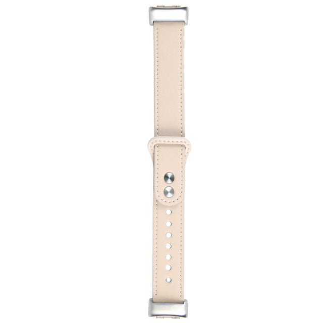 For Fitbit Charge 5 PU Leather Replacement Watch Band(Creamy White)