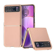 For Motorola Razr 40 Nano Electroplating Genuine Leather + PC Litchi Texture Phone Case(Pink Gold) - Motorola Cases by PMC TechLife | Online Shopping South Africa | PMC TechLife | Buy Now Pay Later Mobicred
