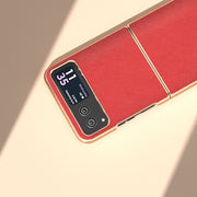 For Motorola Razr 40 Nano Electroplating Cross Texture Genuine Leather Phone Case(Red)