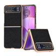 For Motorola Razr 40 Nano Electroplating Cross Texture Genuine Leather Phone Case(Black) - Motorola Cases by PMC TechLife | Online Shopping South Africa | PMC TechLife | Buy Now Pay Later Mobicred
