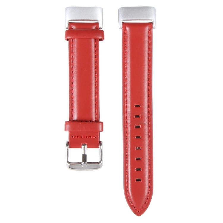 For Fitbit Charge 5 18mm Bamboo Joint Texture Genuine Leather Watch Band(Red) - Watch Bands by PMC TechLife | Online Shopping South Africa | PMC TechLife | Buy Now Pay Later Mobicred