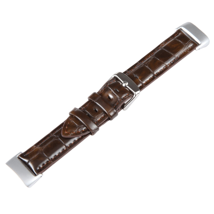 For Fitbit Charge 5 18mm Bamboo Joint Texture Genuine Leather Watch Band(Bamboo Dark Brown) - Watch Bands by PMC TechLife | Online Shopping South Africa | PMC TechLife | Buy Now Pay Later Mobicred