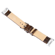 For Fitbit Charge 5 18mm Bamboo Joint Texture Genuine Leather Watch Band(Bamboo Dark Brown)