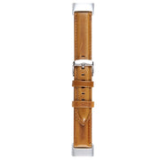 For Fitbit Charge 5 18mm Bamboo Joint Texture Genuine Leather Watch Band(Light Brown)