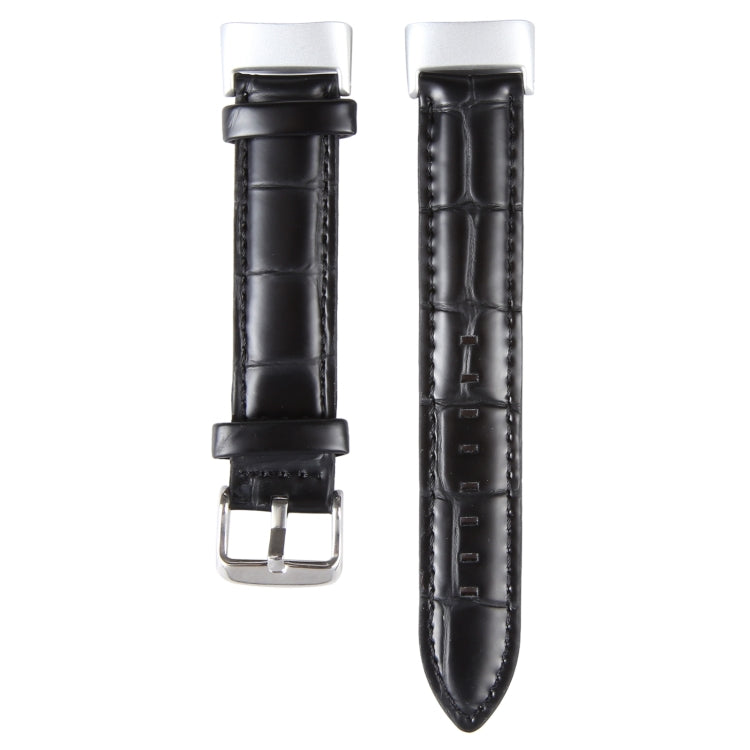 For Fitbit Charge 5 18mm Bamboo Joint Texture Genuine Leather Watch Band(Bamboo Black) - Watch Bands by PMC TechLife | Online Shopping South Africa | PMC TechLife | Buy Now Pay Later Mobicred