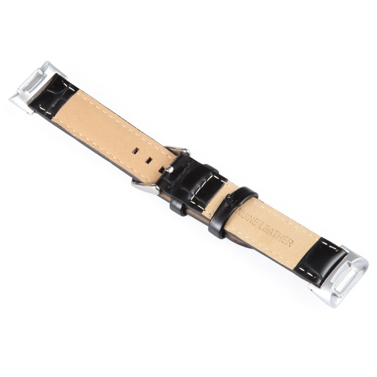For Fitbit Charge 5 18mm Bamboo Joint Texture Genuine Leather Watch Band(Bamboo Black) - Watch Bands by PMC TechLife | Online Shopping South Africa | PMC TechLife | Buy Now Pay Later Mobicred
