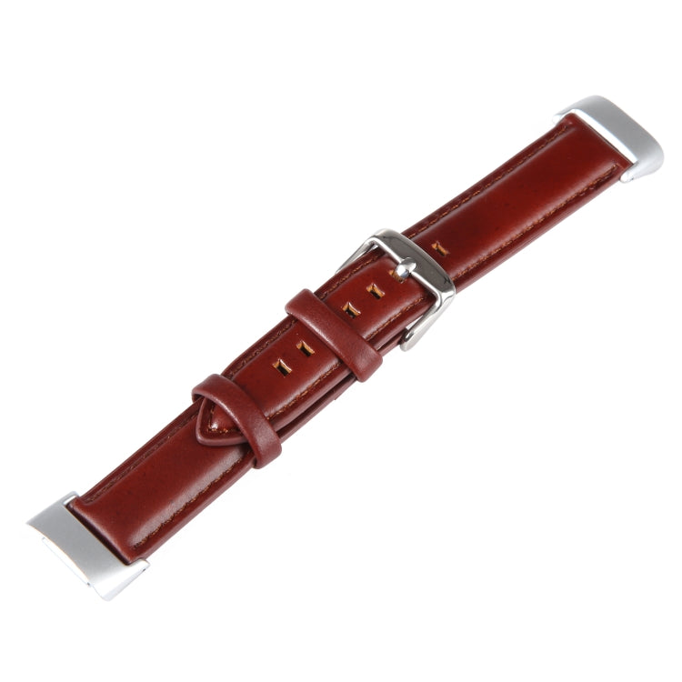 For Fitbit Charge 5 18mm Bamboo Joint Texture Genuine Leather Watch Band(Wine Red) - Watch Bands by PMC TechLife | Online Shopping South Africa | PMC TechLife | Buy Now Pay Later Mobicred