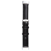 For Fitbit Charge 5 18mm Bamboo Joint Texture Genuine Leather Watch Band(Black)