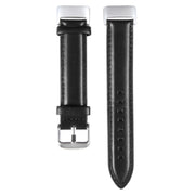For Fitbit Charge 5 18mm Bamboo Joint Texture Genuine Leather Watch Band(Black)