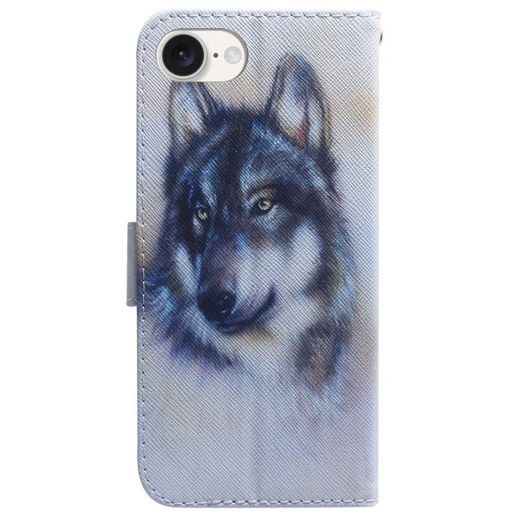 For iPhone 16e Coloured Drawing Flip Leather Phone Case(White Wolf) - free shipping - PMC TechLife - Order now!