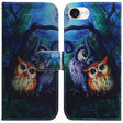 For iPhone 16e Coloured Drawing Flip Leather Phone Case(Oil Painting Owl) - iPhone 16e Cases by PMC TechLife | Online Shopping South Africa | PMC TechLife | Buy Now Pay Later Mobicred