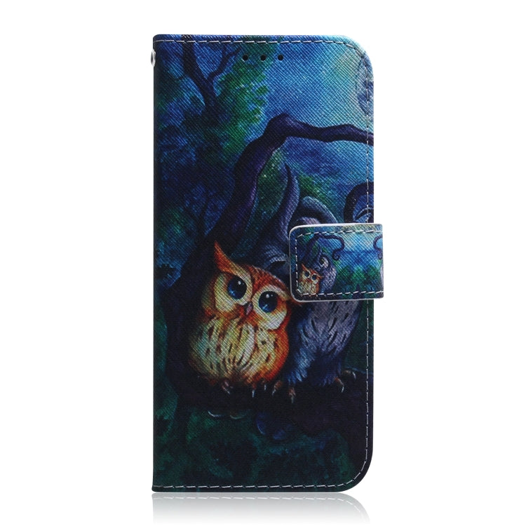For iPhone 16e Coloured Drawing Flip Leather Phone Case(Oil Painting Owl) - iPhone 16e Cases by PMC TechLife | Online Shopping South Africa | PMC TechLife | Buy Now Pay Later Mobicred