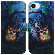 For iPhone 16e Coloured Drawing Flip Leather Phone Case(Oil Painting Owl)