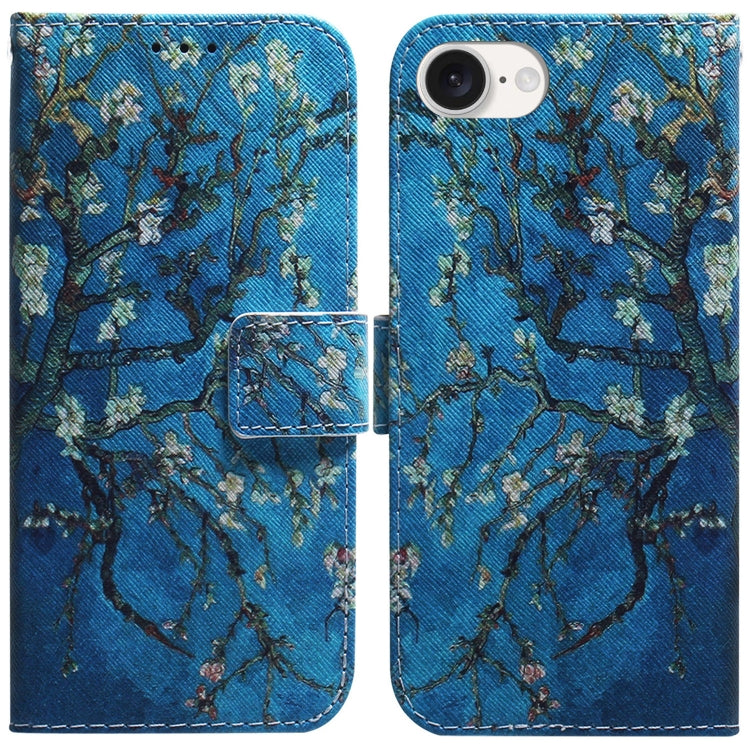 For iPhone 16e Coloured Drawing Flip Leather Phone Case(Apricot) - iPhone 16e Cases by PMC TechLife | Online Shopping South Africa | PMC TechLife | Buy Now Pay Later Mobicred