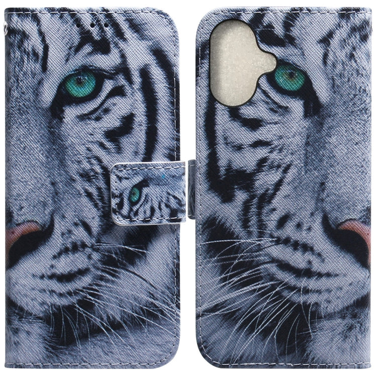 For iPhone 16 Coloured Drawing Flip Leather Phone Case(Tiger) - iPhone 16 Cases by PMC TechLife | Online Shopping South Africa | PMC TechLife | Buy Now Pay Later Mobicred
