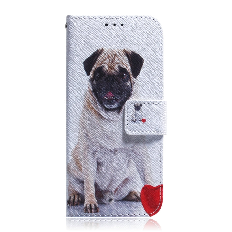 For iPhone 16 Coloured Drawing Flip Leather Phone Case(Pug) - iPhone 16 Cases by PMC TechLife | Online Shopping South Africa | PMC TechLife | Buy Now Pay Later Mobicred