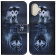 For iPhone 16 Coloured Drawing Flip Leather Phone Case(Wolf and Dog) - iPhone 16 Cases by PMC TechLife | Online Shopping South Africa | PMC TechLife | Buy Now Pay Later Mobicred