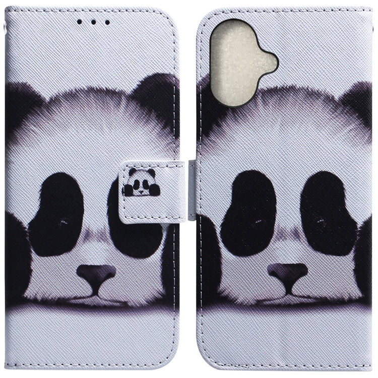 For iPhone 16 Coloured Drawing Flip Leather Phone Case(Panda) - iPhone 16 Cases by PMC TechLife | Online Shopping South Africa | PMC TechLife | Buy Now Pay Later Mobicred