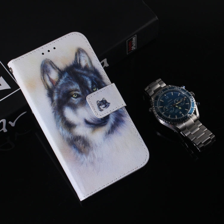 For iPhone 16 Pro Coloured Drawing Flip Leather Phone Case(White Wolf)