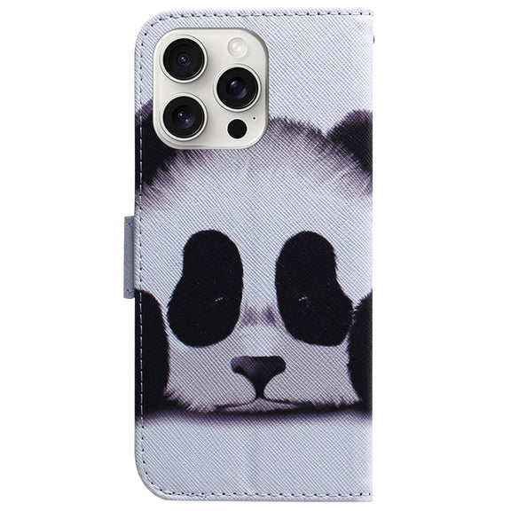 For iPhone 16 Pro Coloured Drawing Flip Leather Phone Case(Panda)