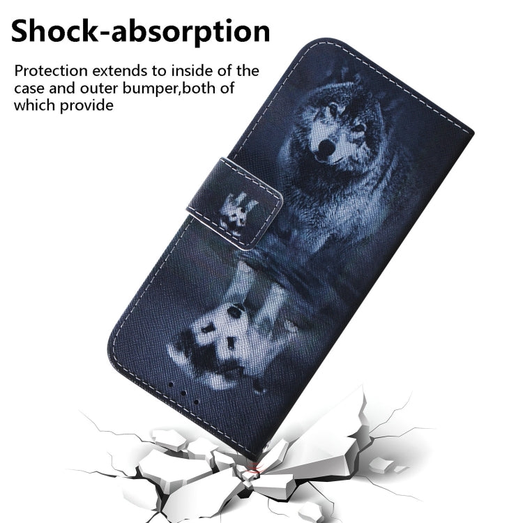 For iPhone 16 Plus Coloured Drawing Flip Leather Phone Case(Wolf and Dog) - iPhone 16 Plus Cases by PMC TechLife | Online Shopping South Africa | PMC TechLife | Buy Now Pay Later Mobicred