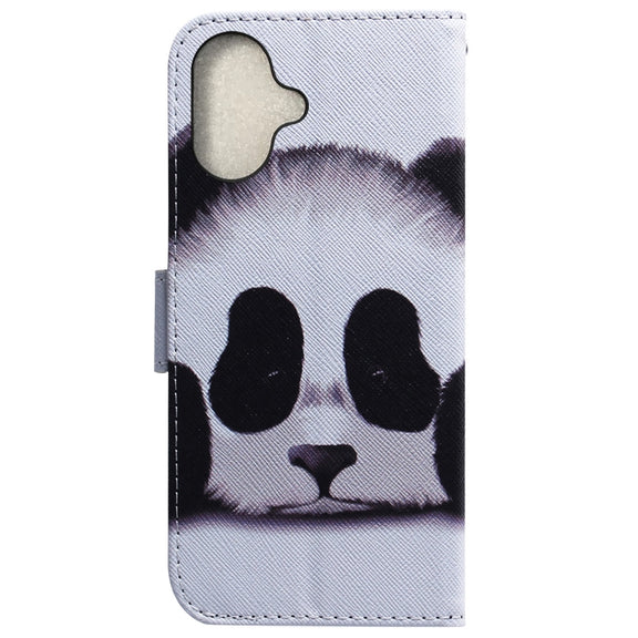 For iPhone 16 Plus Coloured Drawing Flip Leather Phone Case(Panda)