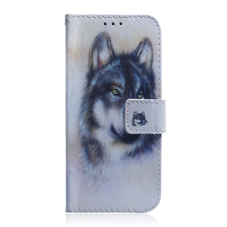For iPhone 16 Pro Max Coloured Drawing Flip Leather Phone Case(White Wolf)