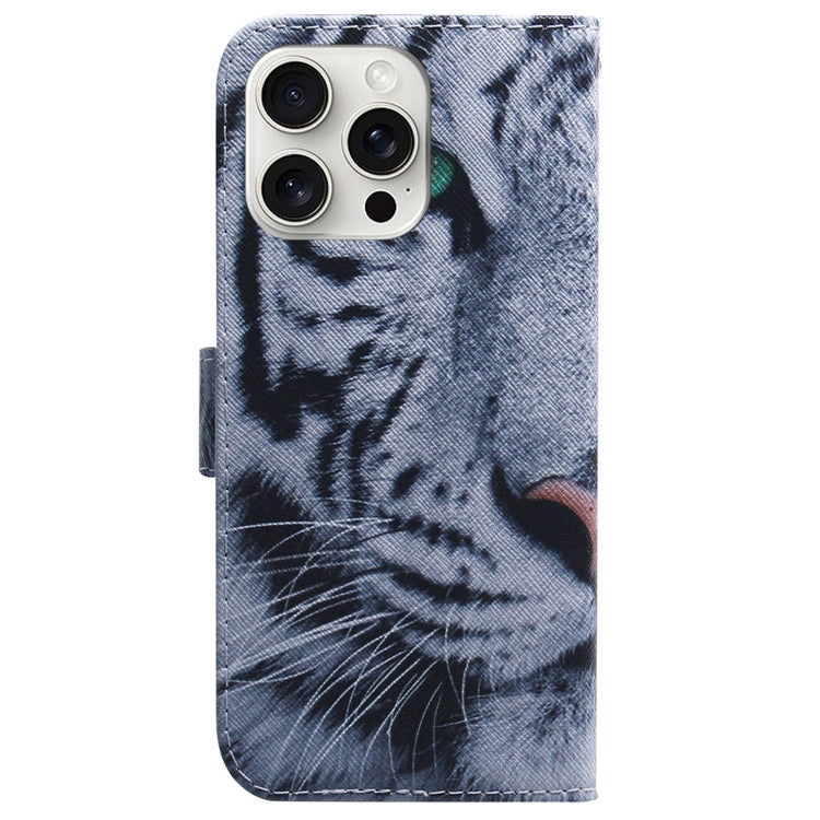 For iPhone 16 Pro Max Coloured Drawing Flip Leather Phone Case(Tiger) - iPhone 16 Pro Max Cases by PMC TechLife | Online Shopping South Africa | PMC TechLife | Buy Now Pay Later Mobicred