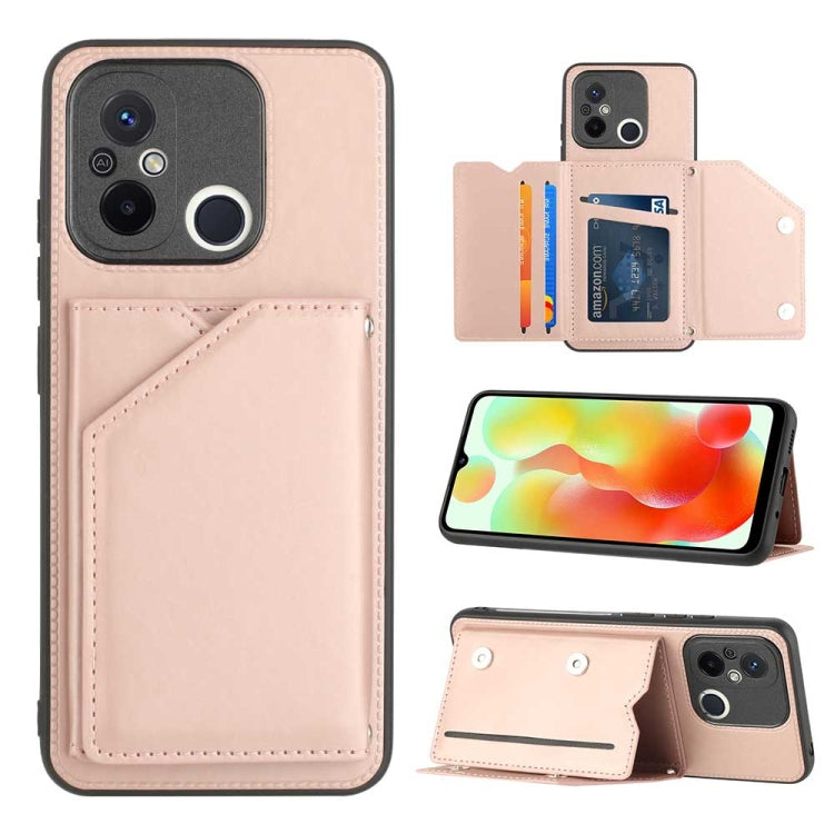 For Xiaomi Redmi 12C / 11A Skin Feel PU + TPU + PC Card Slots Phone Case(Rose Gold) - Xiaomi Cases by PMC TechLife | Online Shopping South Africa | PMC TechLife | Buy Now Pay Later Mobicred