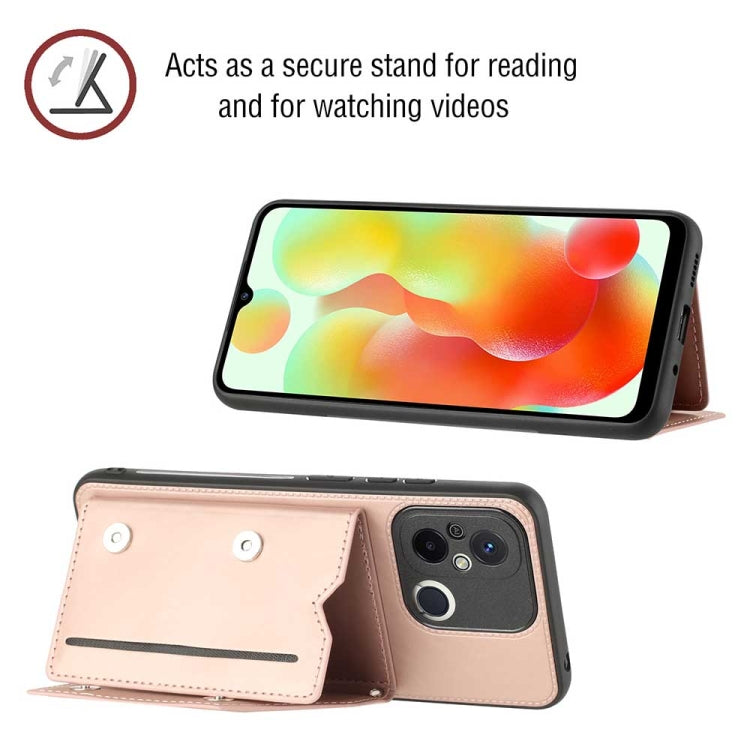 For Xiaomi Redmi 12C / 11A Skin Feel PU + TPU + PC Card Slots Phone Case(Rose Gold) - Xiaomi Cases by PMC TechLife | Online Shopping South Africa | PMC TechLife | Buy Now Pay Later Mobicred